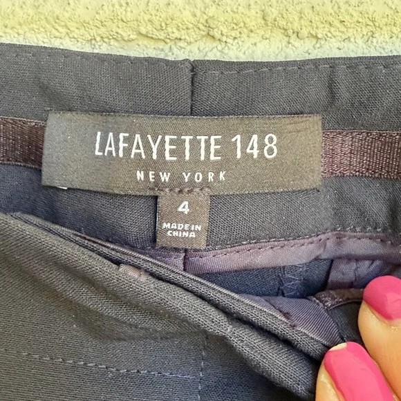 Lafayette 148 NY Black Lightweight Stretch Wool Classic Trousers Size 4 - Picture 3 of 12